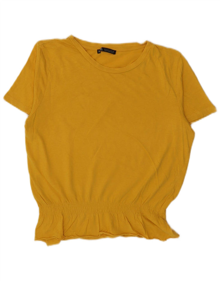 Zara Womens Crop Blouse Top UK 14 Medium Yellow