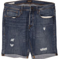 Jack & Jones Herre Regular Distressed Denim Shorts Large W36 Blue Cotton