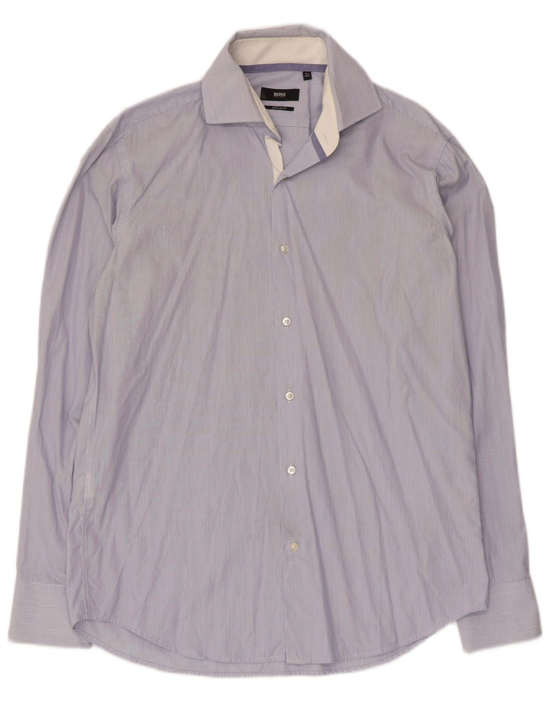 Hugo Boss Herre Regular Fit skjorte str. 39 15 1/2 Medium Blue Pinstripe