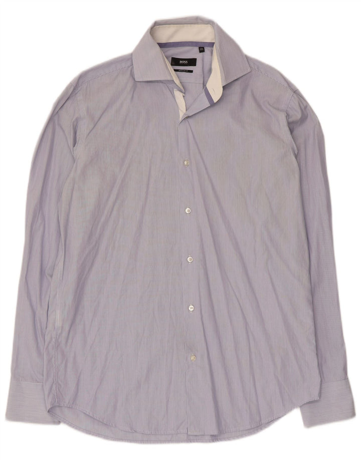 Hugo Boss Herre Regular Fit skjorte str. 39 15 1/2 Medium Blue Pinstripe