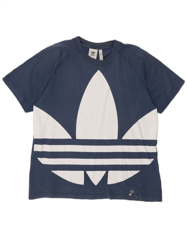 Adidas Grafisk T-shirt top mellemblå bomuld til mænd