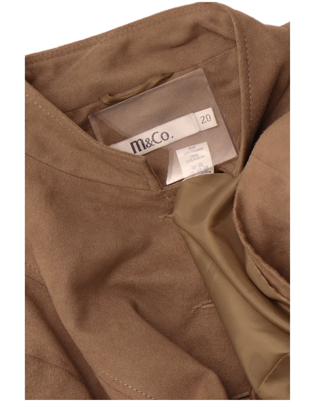 M&Co Dame blazerjakke med 6 knapper i imiteret læder UK 20 2XL Beige Polyester