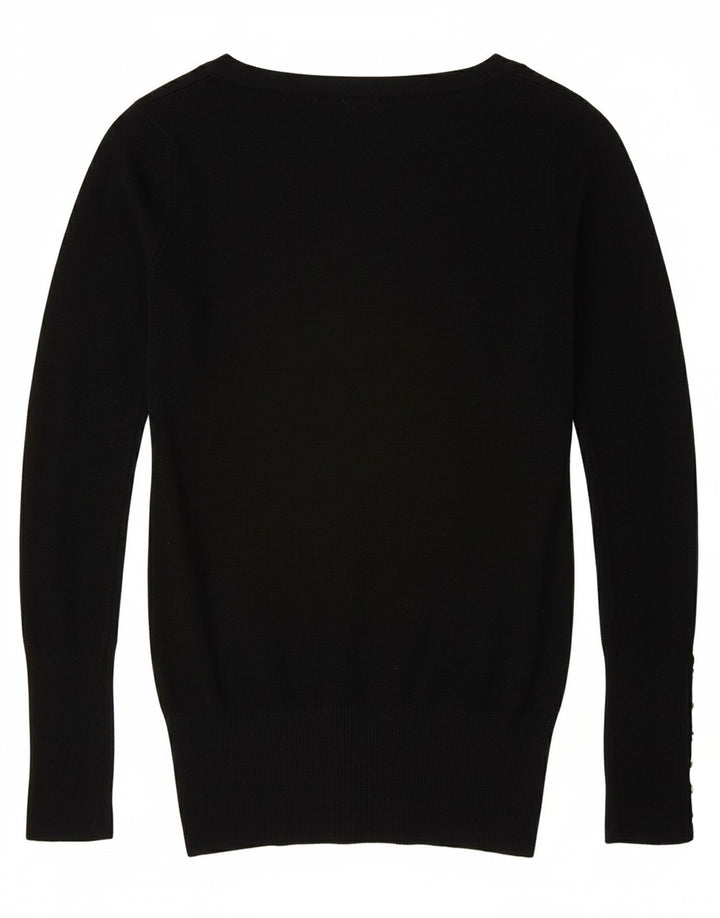 Zara Dame Cardigan Sweater UK 10 Small Black Rayon