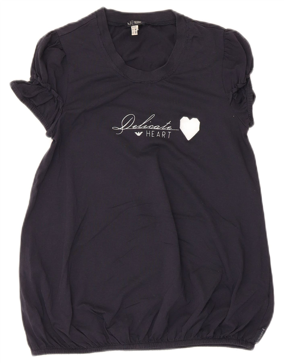 Armani Dame Grafisk Bluse Top EU 34 2XS Marineblå Bomuld