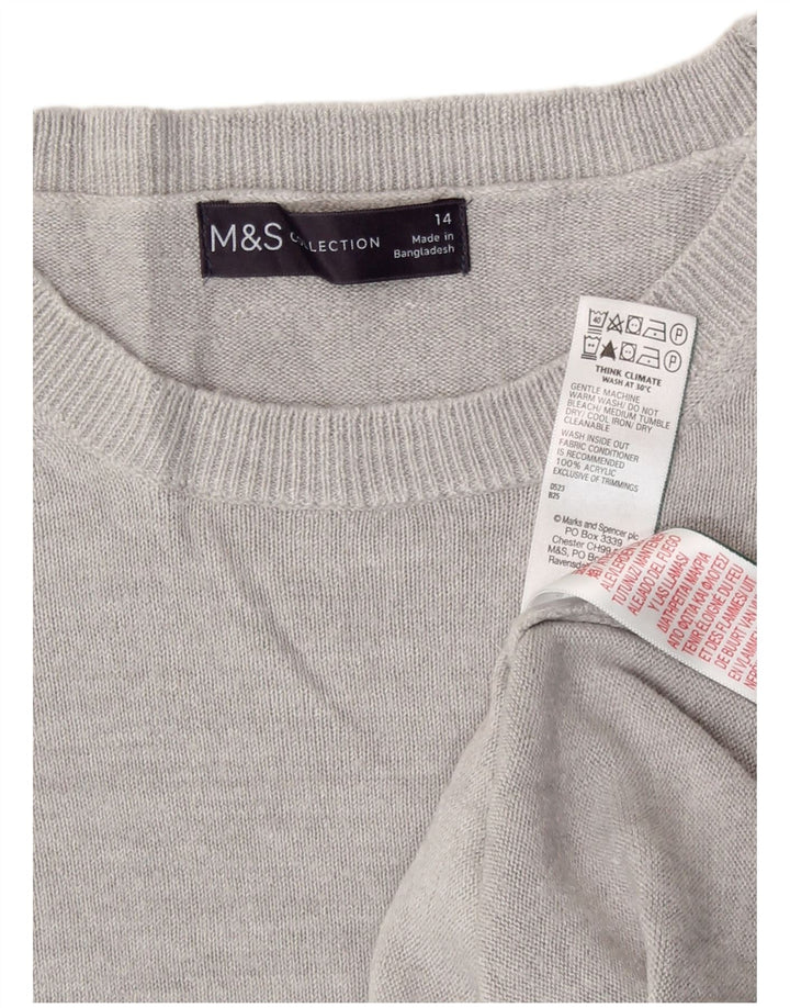 Marks & Spencer Dame sweater med rund hals DK 14 Medium Grå Akryl