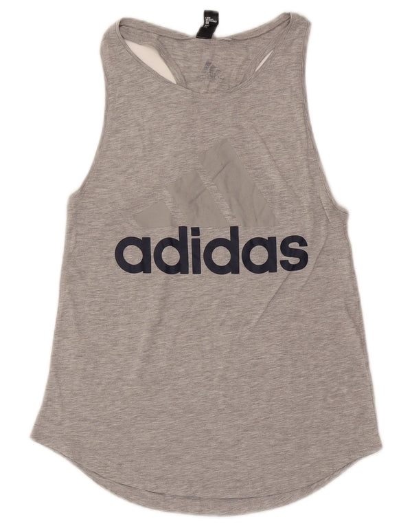 Adidas Dame Grafisk Vest Top UK 10 Lille Grå