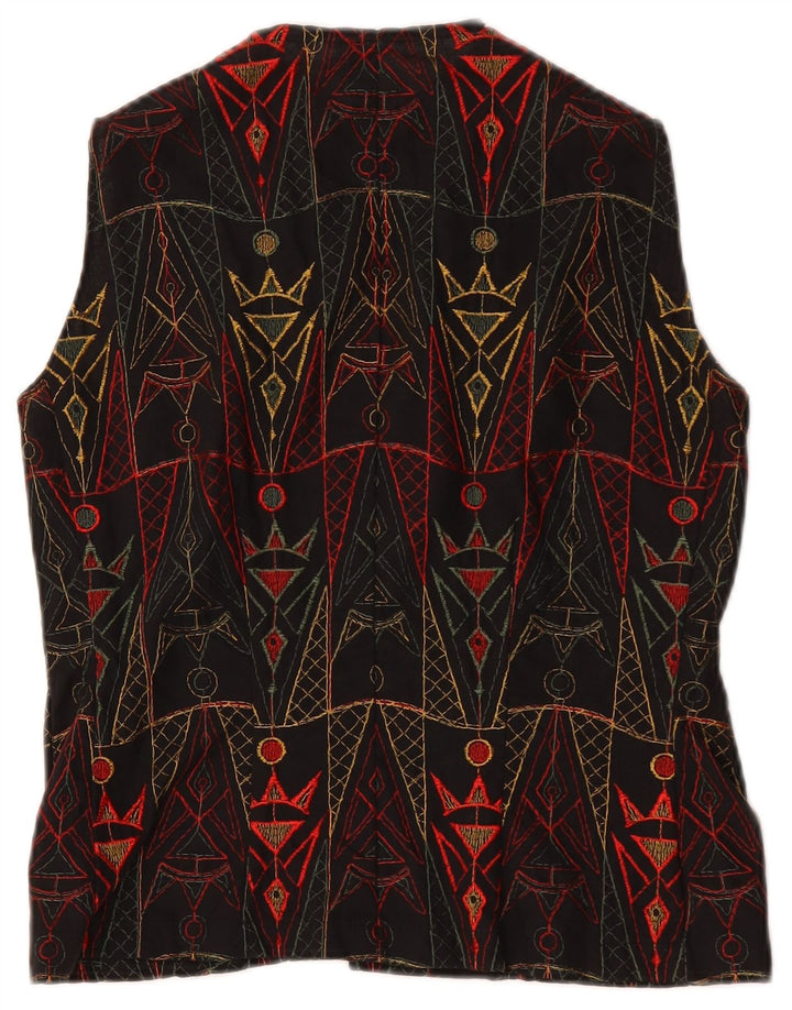 Vintage damevest UK 12 Medium Black Geometric