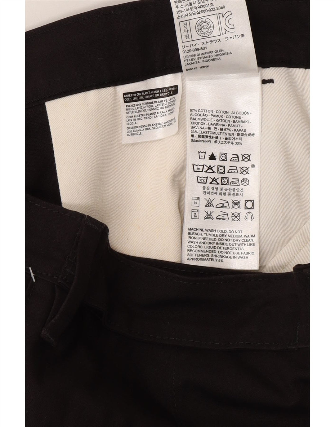 Levi's Slim Chino-bukser til mænd W31 L32 Sort bomuld
