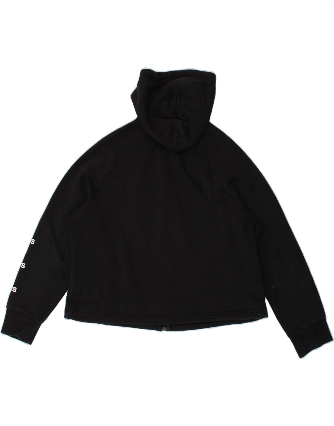 ADIDAS Womens Graphic Oversized Zip Hoodie Sweater UK 12/14 Medium Black Vintage Adidas and Second-Hand Adidas from Messina Hembry 