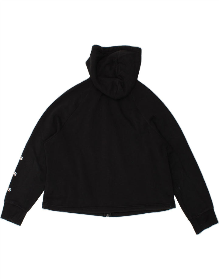ADIDAS Womens Graphic Oversized Zip Hoodie Sweater UK 12/14 Medium Black Vintage Adidas and Second-Hand Adidas from Messina Hembry 