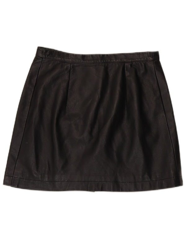 Vintage dame mini læder nederdel W30 Medium Sort