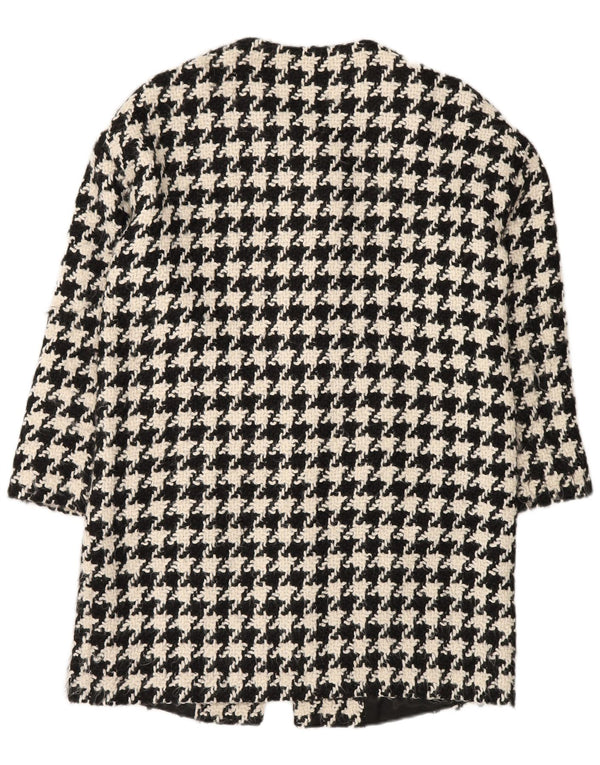 Benetton Womens Oversized Overfrakke UK 10 Small Black Houndstooth Acryl