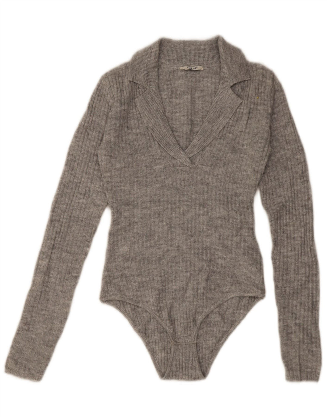 Jack Wills Dame Langærmet Bodysuit UK 8 Lille Grå Akryl