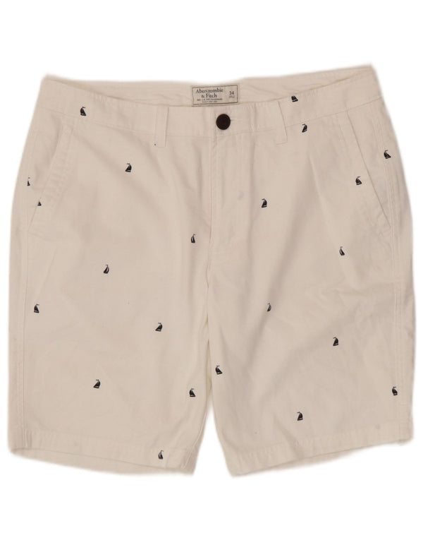 Abercrombie & Fitch Grafiske Chino-shorts til mænd W34 Stor hvid bomuld