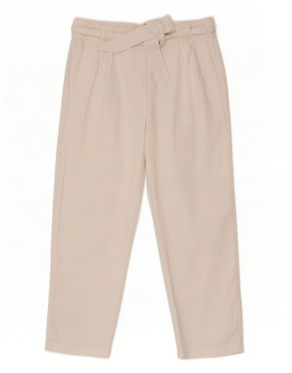 Marks & Spencer Dame Pegged Cropped Trousers UK 12 Medium W30 L24 White