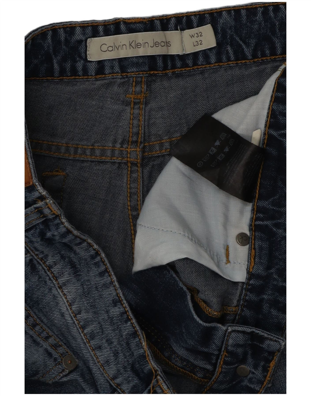 Calvin Klein Herre Straight Jeans W32 L32 Blå Bomuld