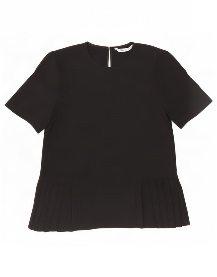 Zara Dame Bluse Top UK 10 Lille Sort