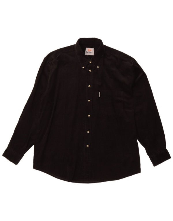 VINTAGE Herre fløjlsskjorte 2XL sort bomuld