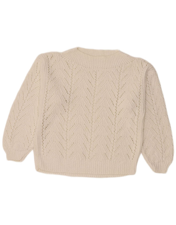 Vintage Dame Turtle Neck Jumper Sweater UK 14 Large White