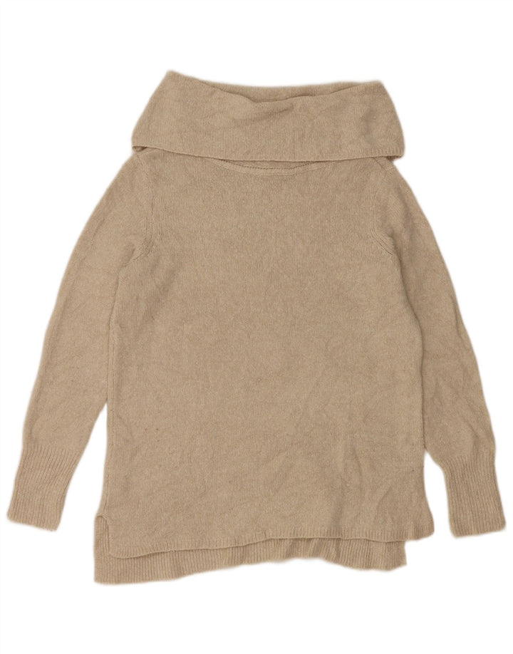 DKNY Dame Roll Neck Jumper Sweater UK 10 Small Beige Acryl