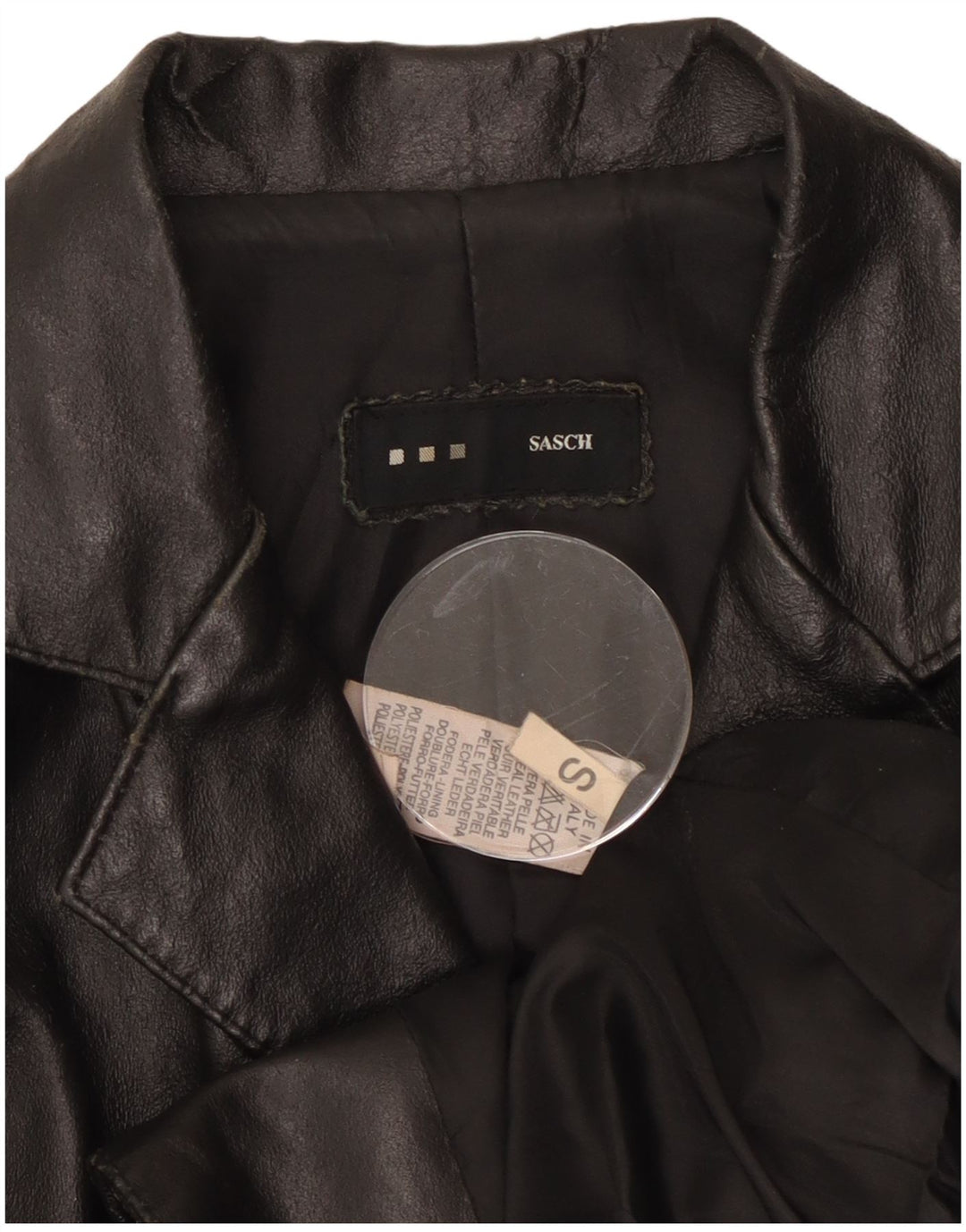 Sasch Dame 2 Button Læder Blazer Jacket UK 10 Small Black Læder