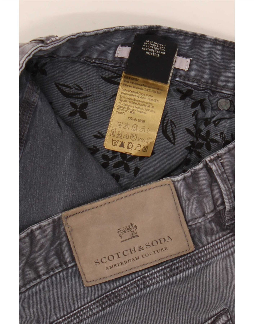 Scotch & Soda Slim Jeans til mænd W32 L32 Grå bomuld
