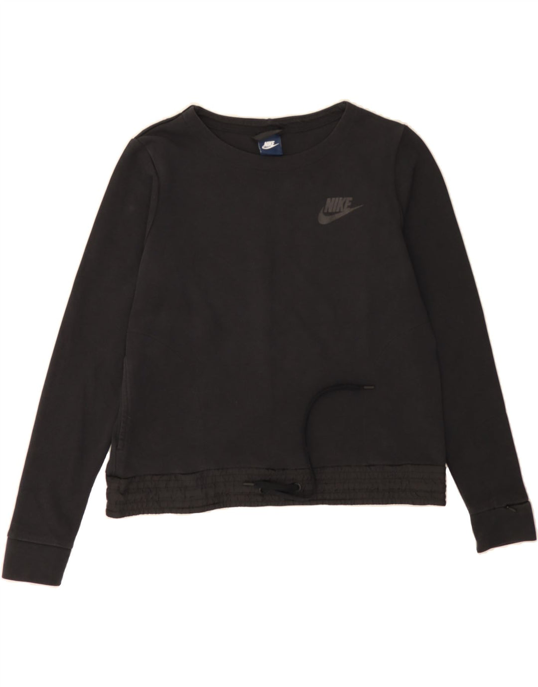 NIKE Womens Crop Sweatshirt Jumper UK 14 Medium Black Vintage Nike and Second-Hand Nike from Messina Hembry 