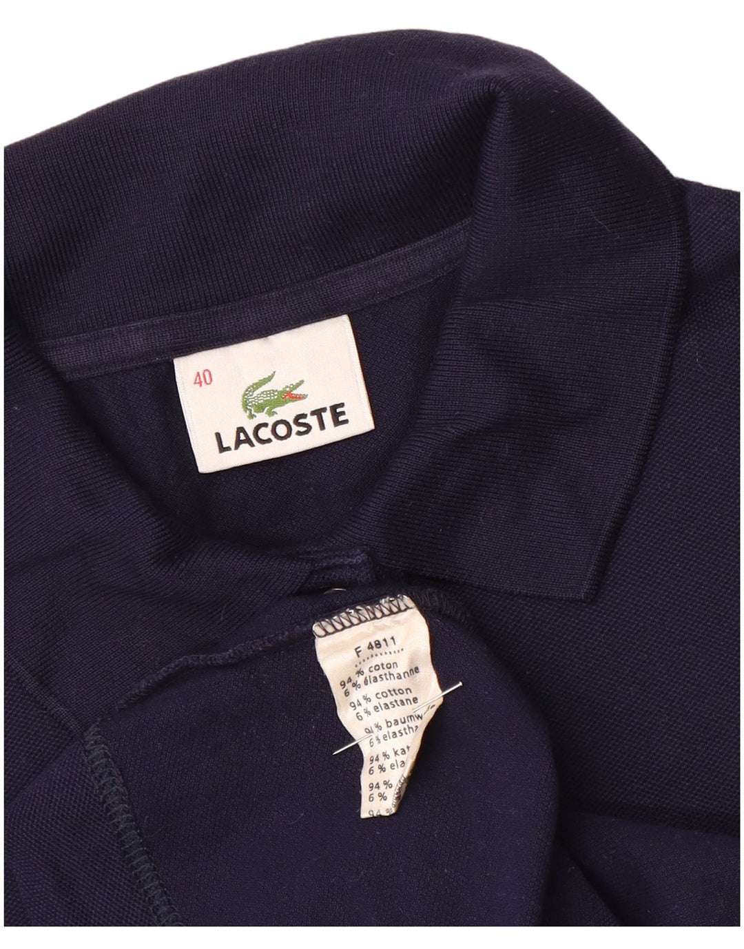 Lacoste Dame Polo Shirt Størrelse 40 Medium Navy Blue Bomuld