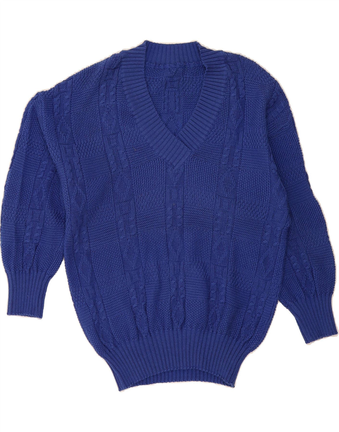 VINTAGE Womens V-Neck Jumper Sweater UK 16 Large Blue Vintage Vintage and Second-Hand Vintage from Messina Hembry 