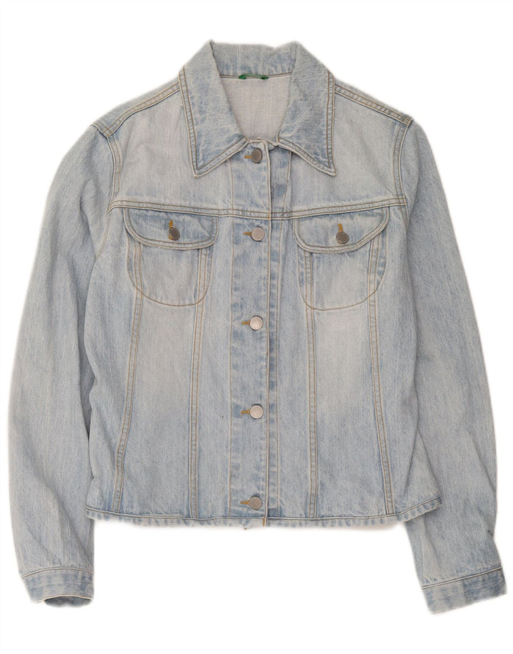 Benetton Dame denimjakke UK 14 Medium Blue Bomuld
