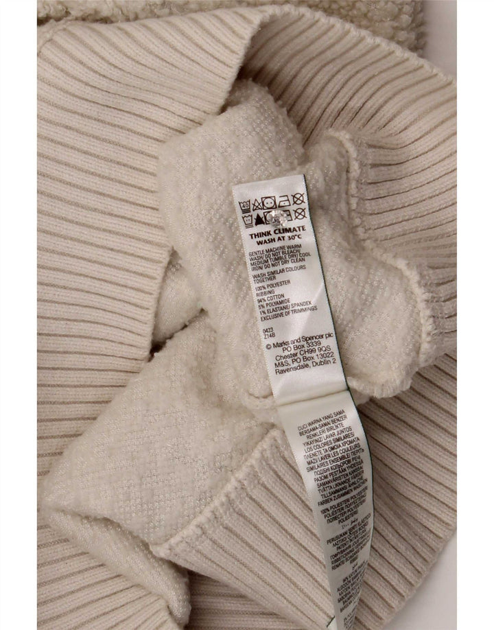 Marks & Spencer Dame Oversized Fleece Jumper UK 10 Small Off White