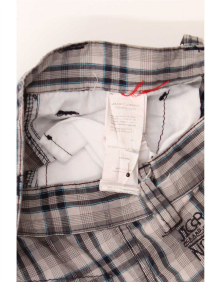 Jack & Jones Cargo Shorts til mænd Small W29 Grå ternet bomuld