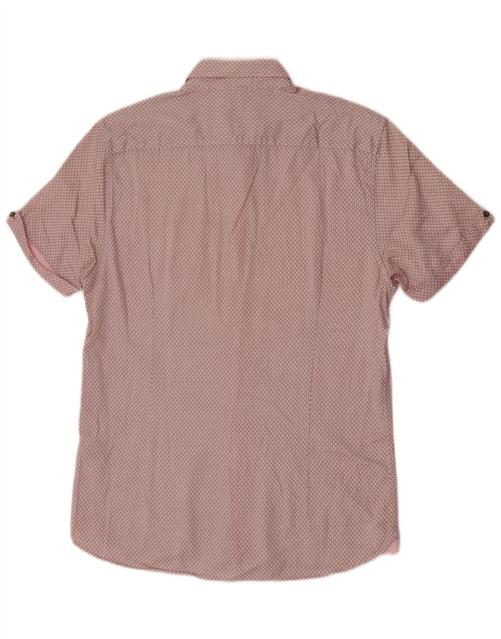 Ted Baker Kortærmet Herreskjorte Størrelse 3 Medium Pink Argyle/Diamond Bomuld