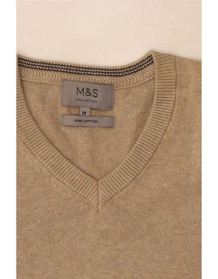 Marks & Spencer Herre V-hals sweater Medium Beige Bomuld