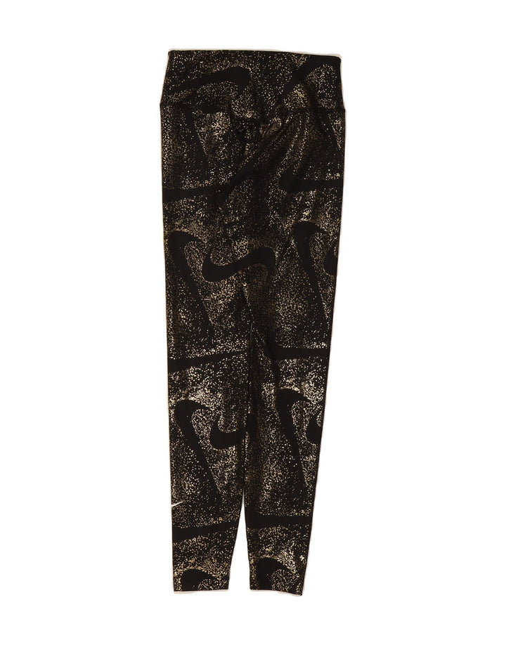 NIKE Womens Dri Fit Graphic Leggings UK 6 XS  Black Spotted Polyester Vintage Nike and Second-Hand Nike from Messina Hembry 