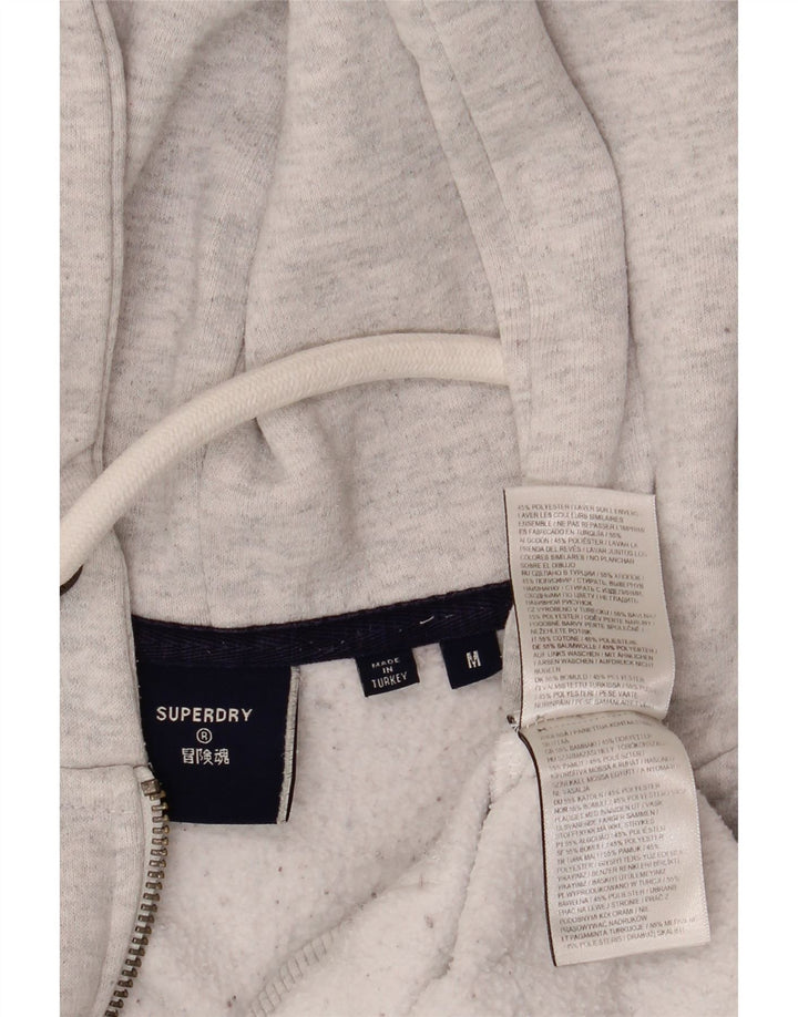 Superdry Herre grafisk hættetrøje med lynlås mellemgrå bomuld