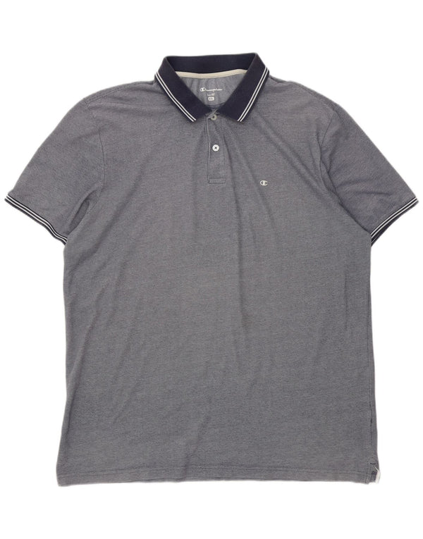 Champion Herre Easy Fit Polo Shirt 4XL Blå Flecked Bomuld