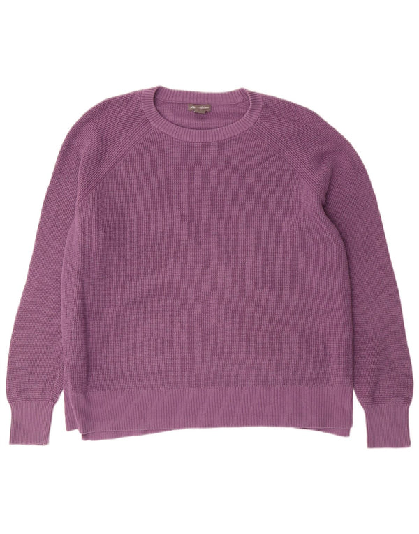 EDDIE BAUER Dame sweater med rund hals i overstørrelse UK 18 XL Lilla