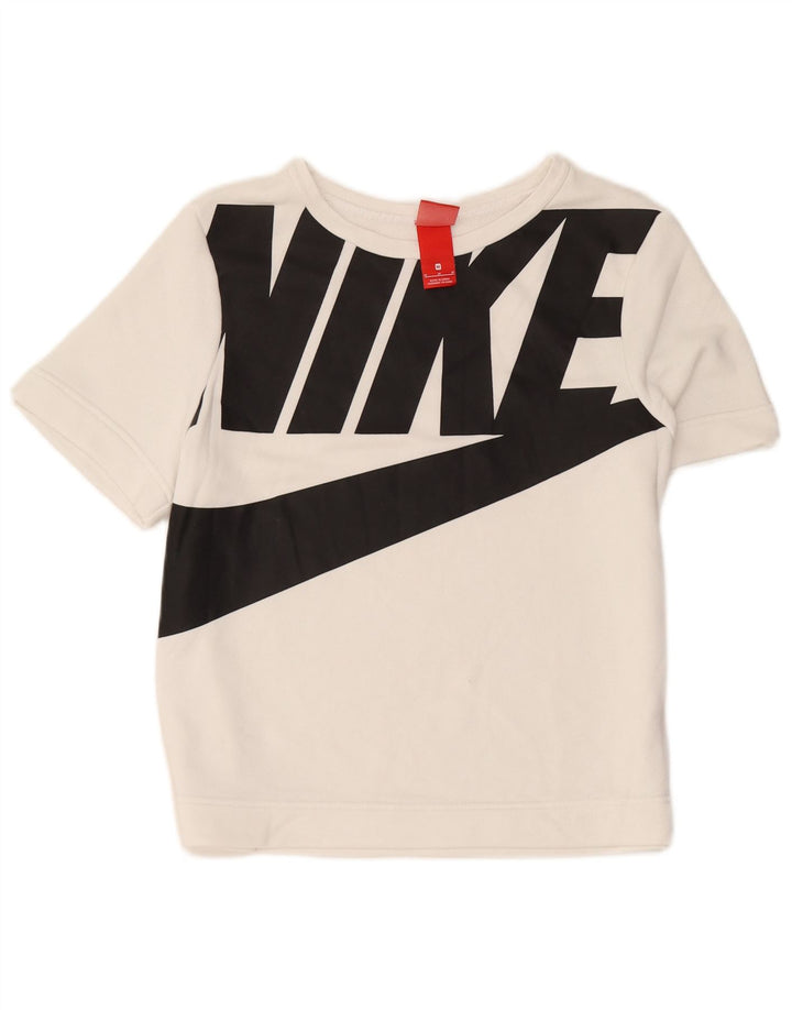 Nike grafisk kortærmet sweatshirt til kvinder UK 14 Medium White
