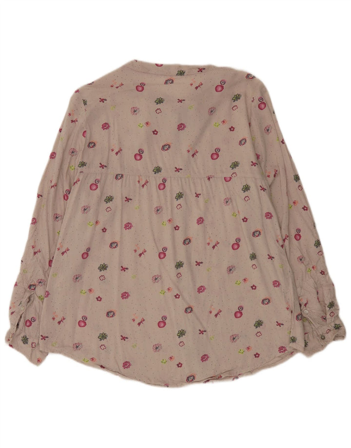 White Stuff Dame Shirt Bluse UK 12 Medium Beige Floral Viscose