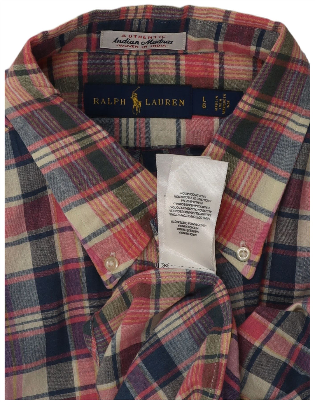 Ralph Lauren kortærmet herreskjorte Stor flerfarvet ternet bomuld