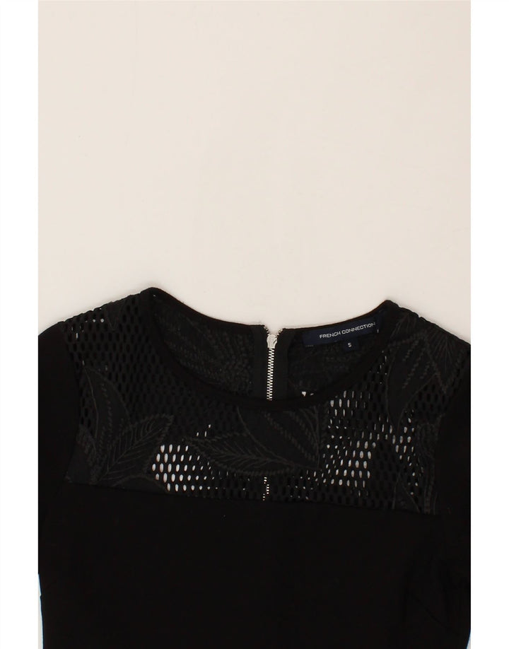FRENCH CONNECTION Womens Sheath Dress UK 10 Small Black Floral Polyester Vintage French Connection and Second-Hand French Connection from Messina Hembry 