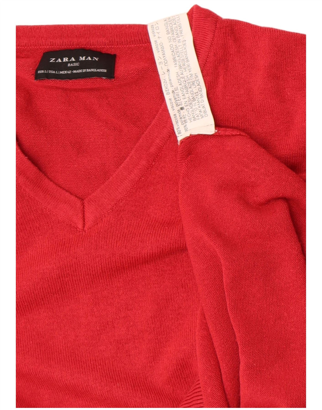 Zara Herre V-hals sweater Stor rød viskose