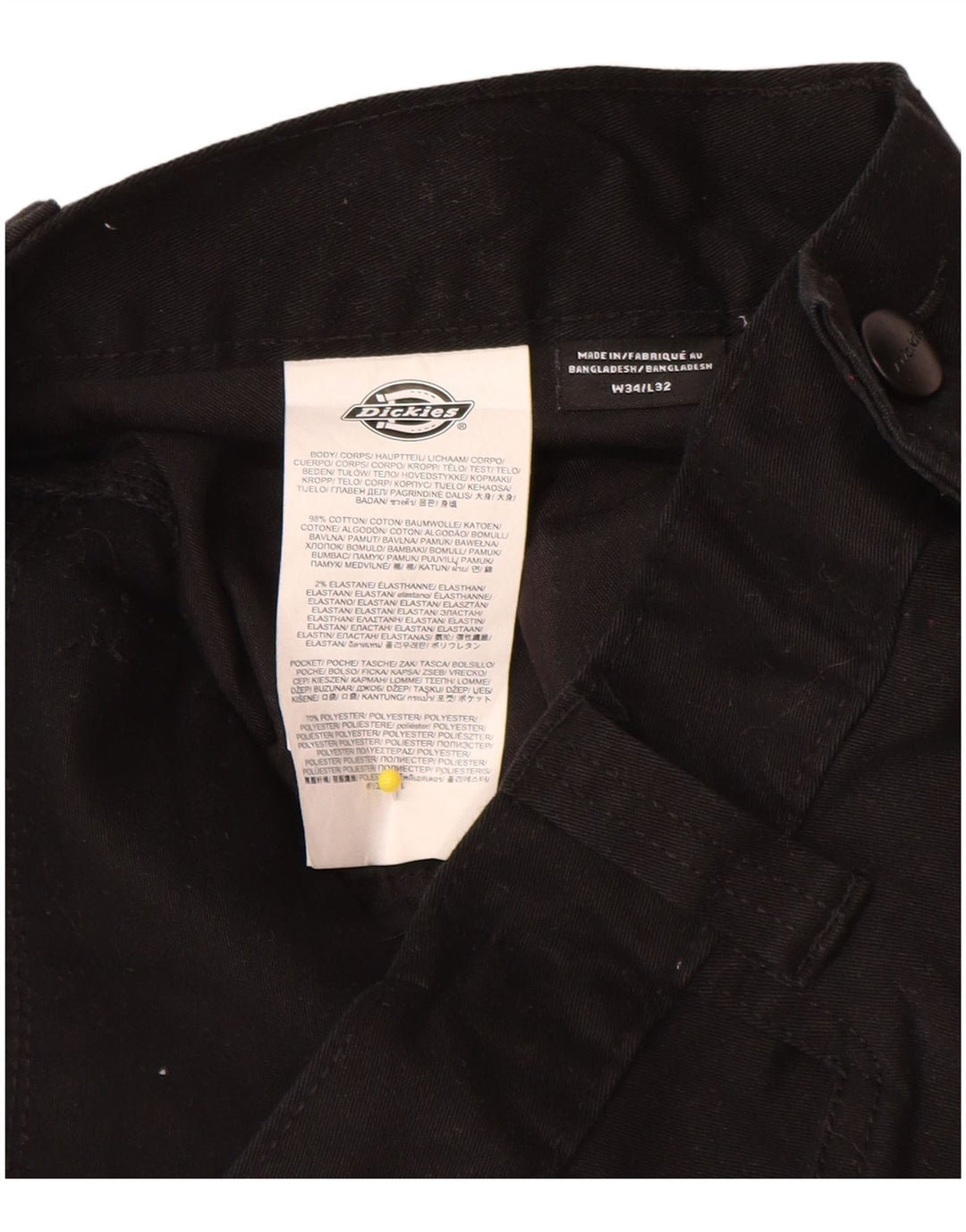 Dickies Straight Cargo bukser til mænd W34 L32 Sort bomuld