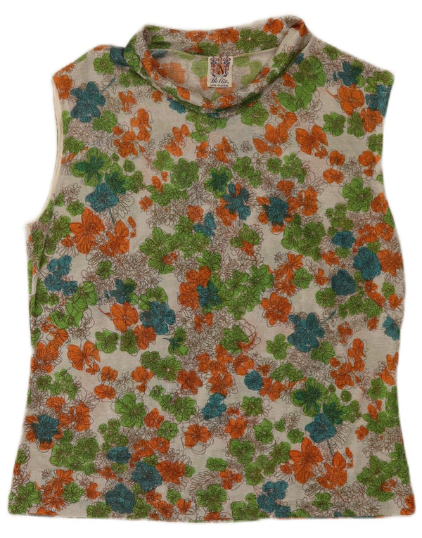 Vintage Dame Vest Top UK 16 Large Multicolored Floral