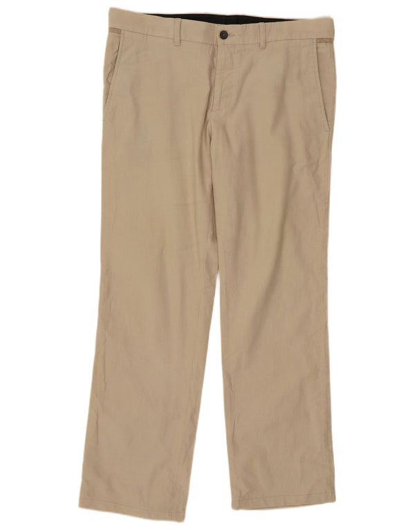 Zara Herre Lige Chinobukser EU 42 Large W32 L30 Beige Bomuld