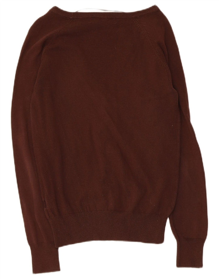 Zara Dame Cardigan Sweater UK 10 Lille Brun Bomuld