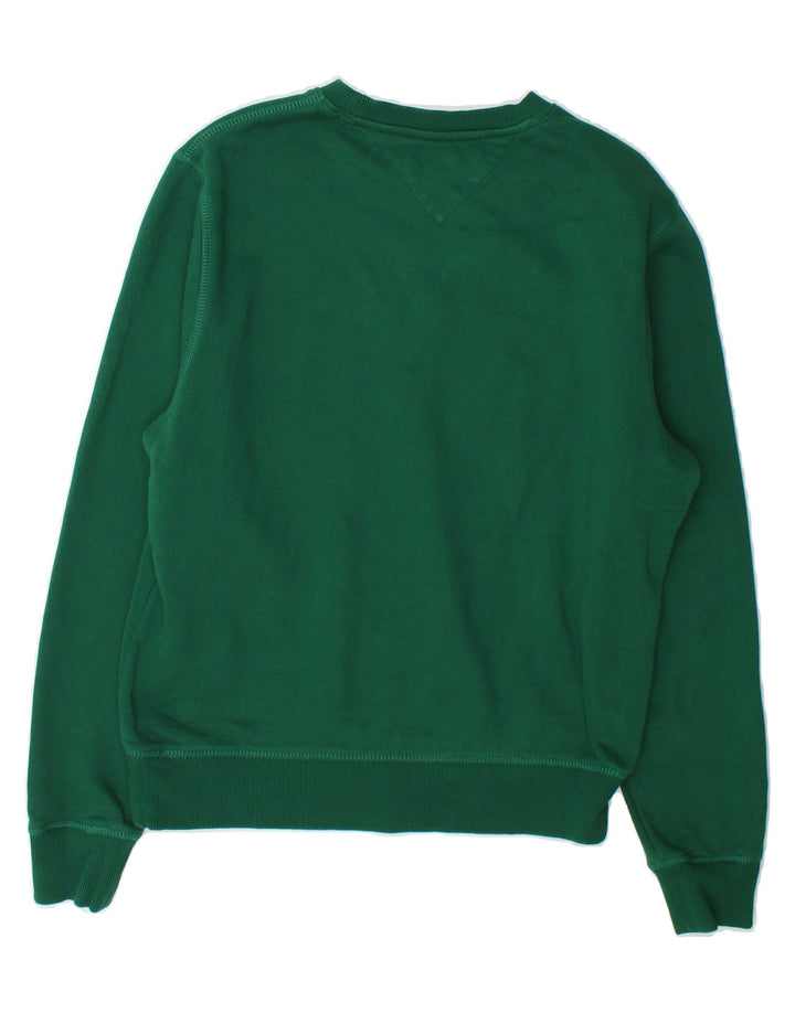 TOMMY HILFIGER Mens Graphic Sweatshirt Jumper Small Green Cotton Vintage Tommy Hilfiger and Second-Hand Tommy Hilfiger from Messina Hembry 