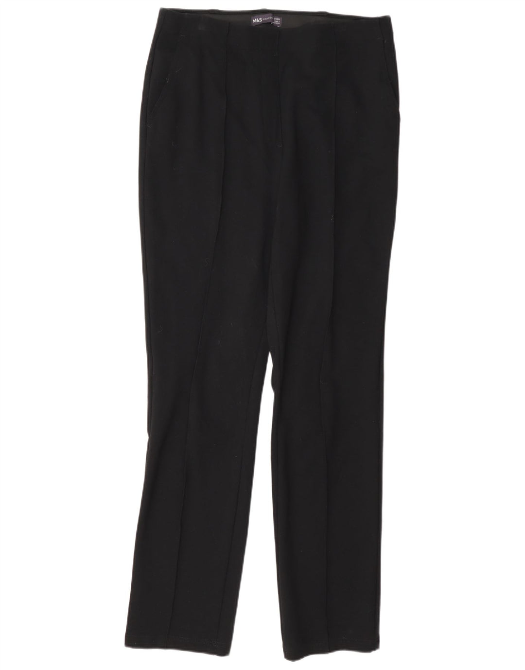 Marks & Spencer Womens Straight Suit Trousers UK 12 Medium W32 L30 Black