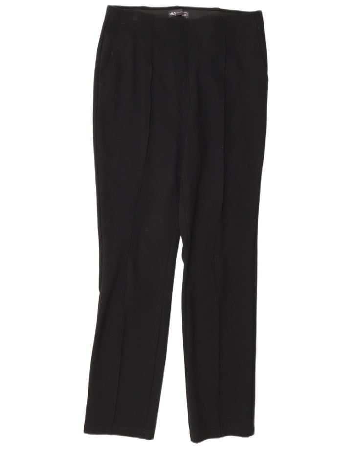 Marks & Spencer Womens Straight Suit Trousers UK 12 Medium W32 L30 Black